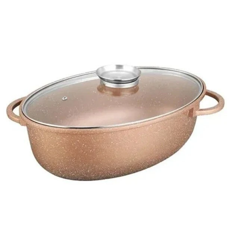 Tepsi qeramike me kapak qelqi maqedoni dergese ne shtepi 38cm BR178